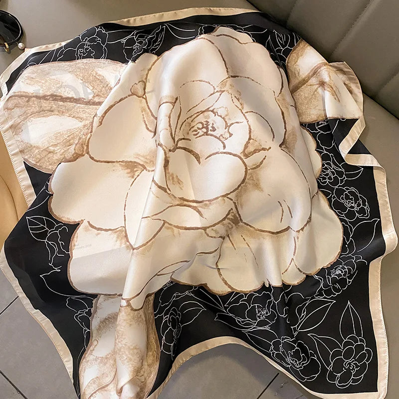 2024 Elegante Zijden Kattenprint Sjaal - Stijlvolle Hoofddoek & Sjaaltje voor Vrouwen - Luxueuze Satijnen Vierkante Sjaal & Multifuntionele Hijab Bandana
