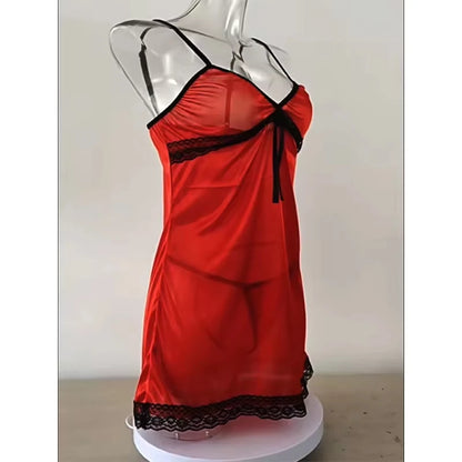 Elegante Plus Size Lingerie met Kant: Sensationele V-Hals Nachtjapon met Suspender Ontwerp in Diverse Kleuren