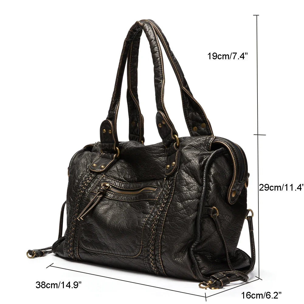 VICKY - Vintage leren schoudertas voor dames