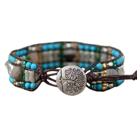 Elegant Handcrafted Bohemian Tree of Life Natural Stone Bracelet