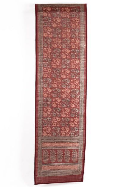 Floral Vine Bagh Hand Block Print Bamboo Wall Hanging - Red-1