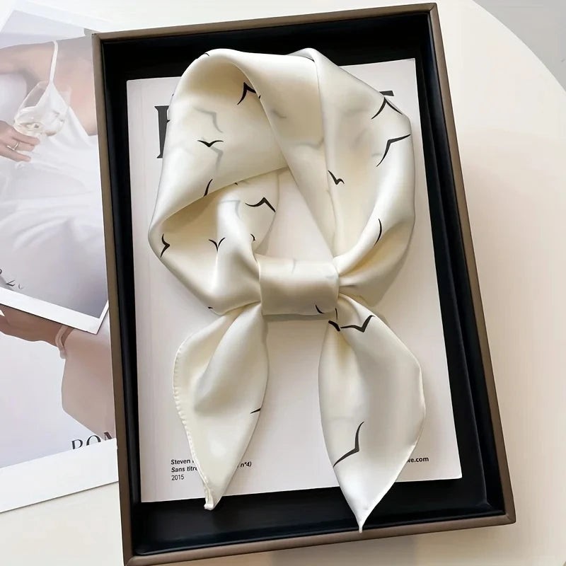 Chique 70 cm Zijde Vierkante Sjaal voor Dames - Luxe Satijnen Halsdoek, Haarbandana en Veelzijdige Sjaal Wrap of Hijab Echarpe