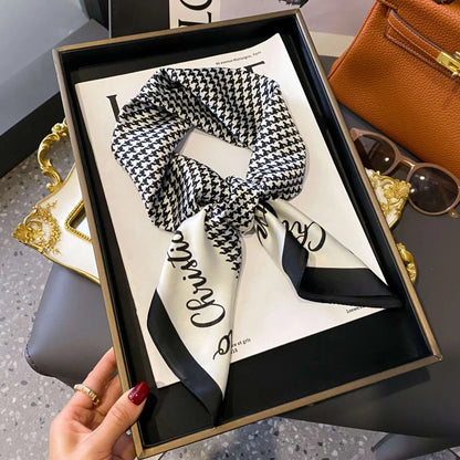Chique 70 cm Zijde Vierkante Sjaal voor Dames - Luxe Satijnen Halsdoek, Haarbandana en Veelzijdige Sjaal Wrap of Hijab Echarpe