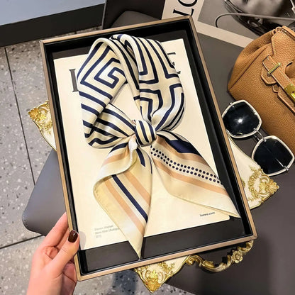 Chique 70 cm Zijde Vierkante Sjaal voor Dames - Luxe Satijnen Halsdoek, Haarbandana en Veelzijdige Sjaal Wrap of Hijab Echarpe