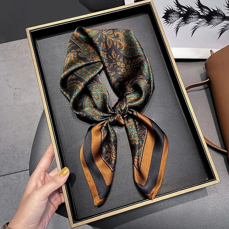 Chique 70 cm Zijde Vierkante Sjaal voor Dames - Luxe Satijnen Halsdoek, Haarbandana en Veelzijdige Sjaal Wrap of Hijab Echarpe
