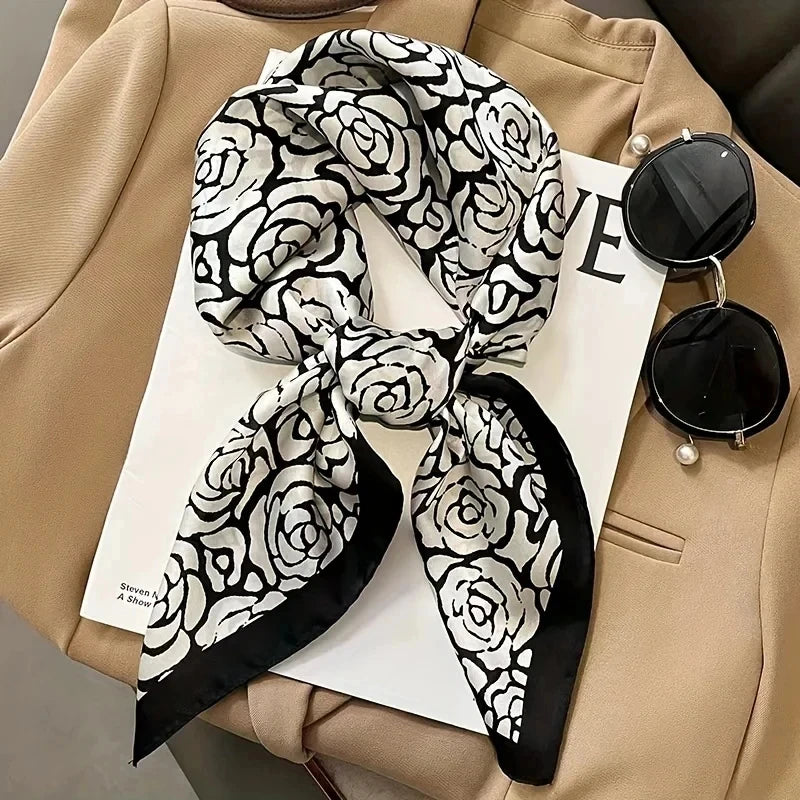 Chique 70 cm Zijde Vierkante Sjaal voor Dames - Luxe Satijnen Halsdoek, Haarbandana en Veelzijdige Sjaal Wrap of Hijab Echarpe