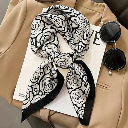 Chique 70 cm Zijde Vierkante Sjaal voor Dames - Luxe Satijnen Halsdoek, Haarbandana en Veelzijdige Sjaal Wrap of Hijab Echarpe