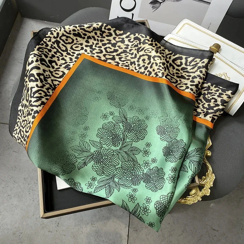 Chique 70 cm Zijde Vierkante Sjaal voor Dames - Luxe Satijnen Halsdoek, Haarbandana en Veelzijdige Sjaal Wrap of Hijab Echarpe