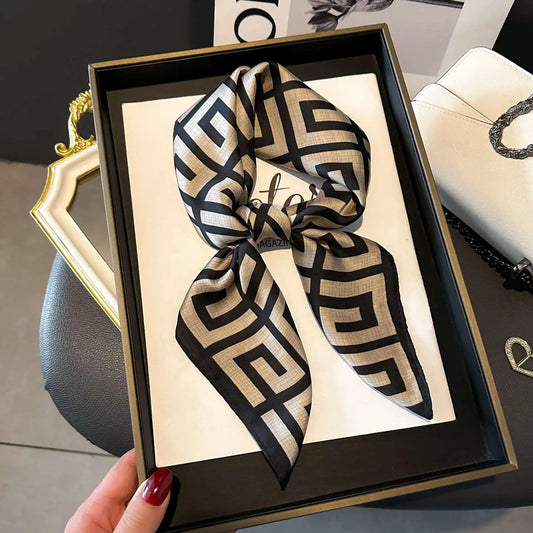 Chique 70 cm Zijde Vierkante Sjaal voor Dames - Luxe Satijnen Halsdoek, Haarbandana en Veelzijdige Sjaal Wrap of Hijab Echarpe
