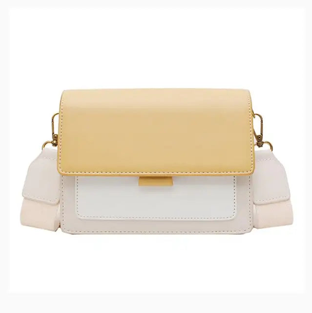 Stijlvolle Gele Leren Dames Crossbodytas met Zachte Textuur en Elegante Klepsluiting