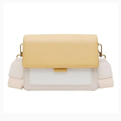 Stijlvolle Gele Leren Dames Crossbodytas met Zachte Textuur en Elegante Klepsluiting