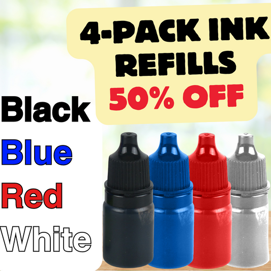 4-Pack Ink Refills - 4 Colors: Black, Blue, Red, White