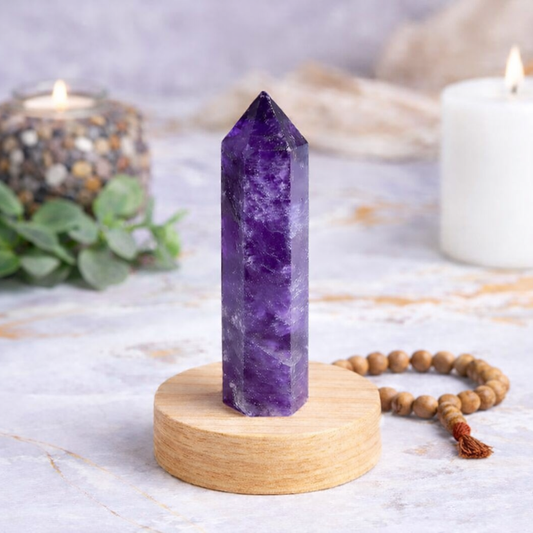 Brazilian Amethyst Crystal Tower – Natural Single-Point Energy Stone