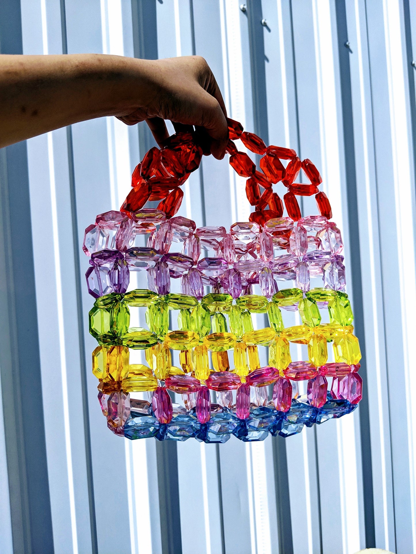 Diamond Cut Rainbow Bead Handbag-0