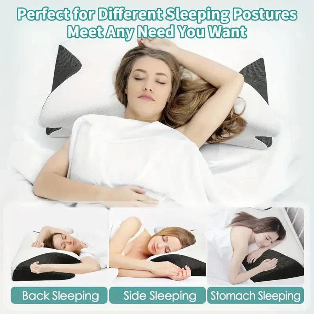 Ergonomisch Vlinder Geheugenfoam Nek Pillow - Ultra-Comfortabele Cervicale Ondersteuning met Langzame Terugslag voor Rustgevende Slaap en Ontspannende Nekmassage