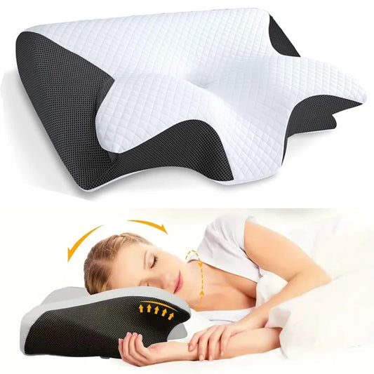 Ergonomisch Vlinder Geheugenfoam Nek Pillow - Ultra-Comfortabele Cervicale Ondersteuning met Langzame Terugslag voor Rustgevende Slaap en Ontspannende Nekmassage
