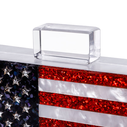 Sparkling American Flag Pearl White Clutch Purse-2