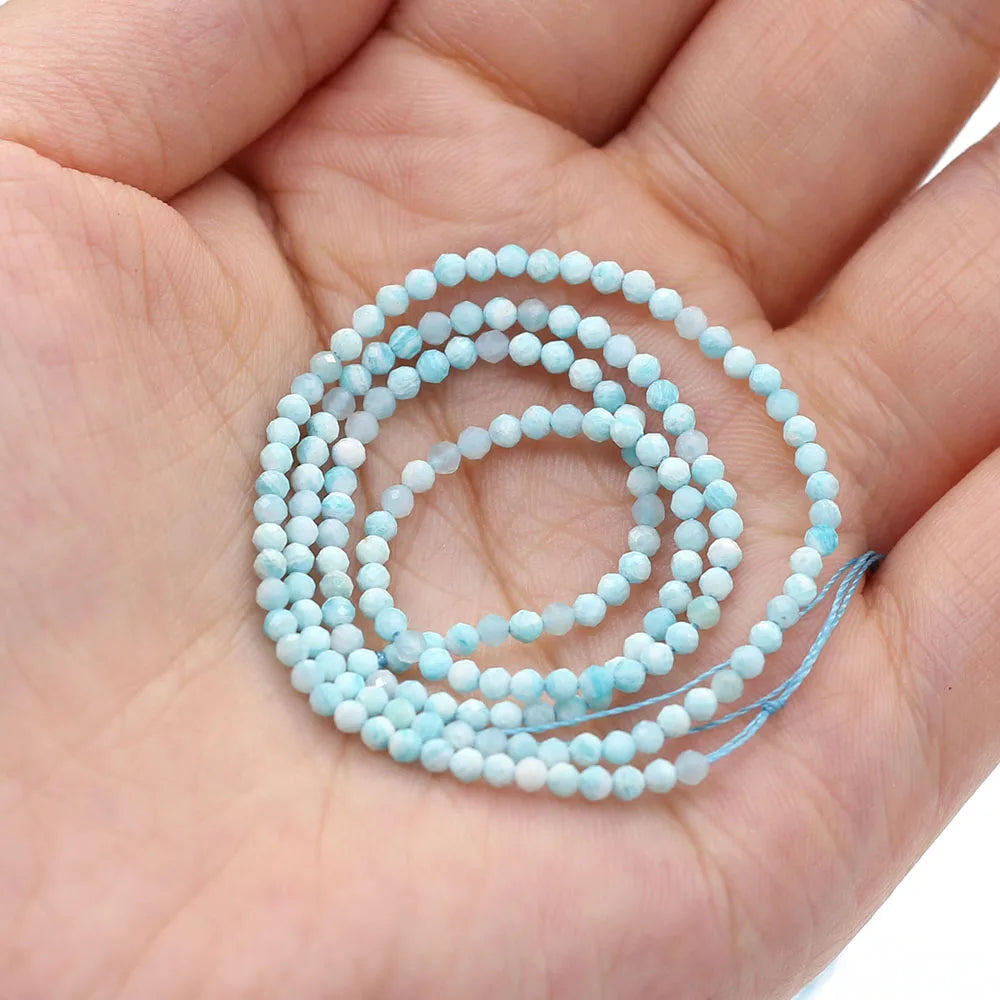2mm Faceted Gemstone Beads Natural Stone Round Small Beads for Jewelry Making DIY Bracelet Necklace Craft Supplies
