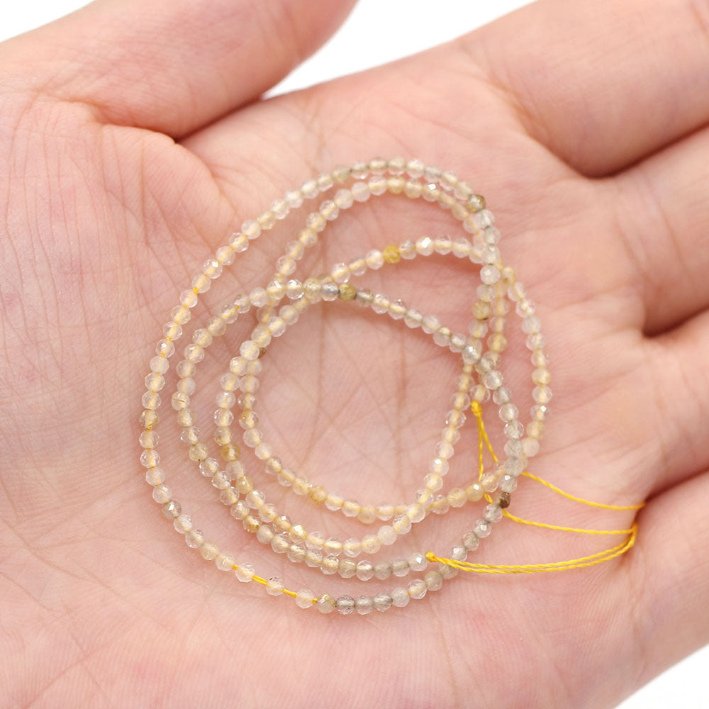 2mm Faceted Gemstone Beads Natural Stone Round Small Beads for Jewelry Making DIY Bracelet Necklace Craft Supplies