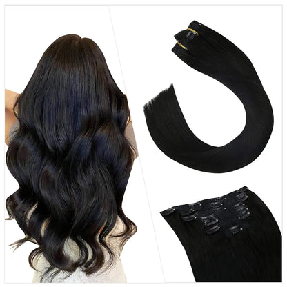 [16 Kleuren] Ugeat Clip in Haarextensions Menselijk Haar 14-22" Dubbele Weft Remy Haar Volledige Hoofd Clip in Extensions voor Vrouwen 7 Stuks
