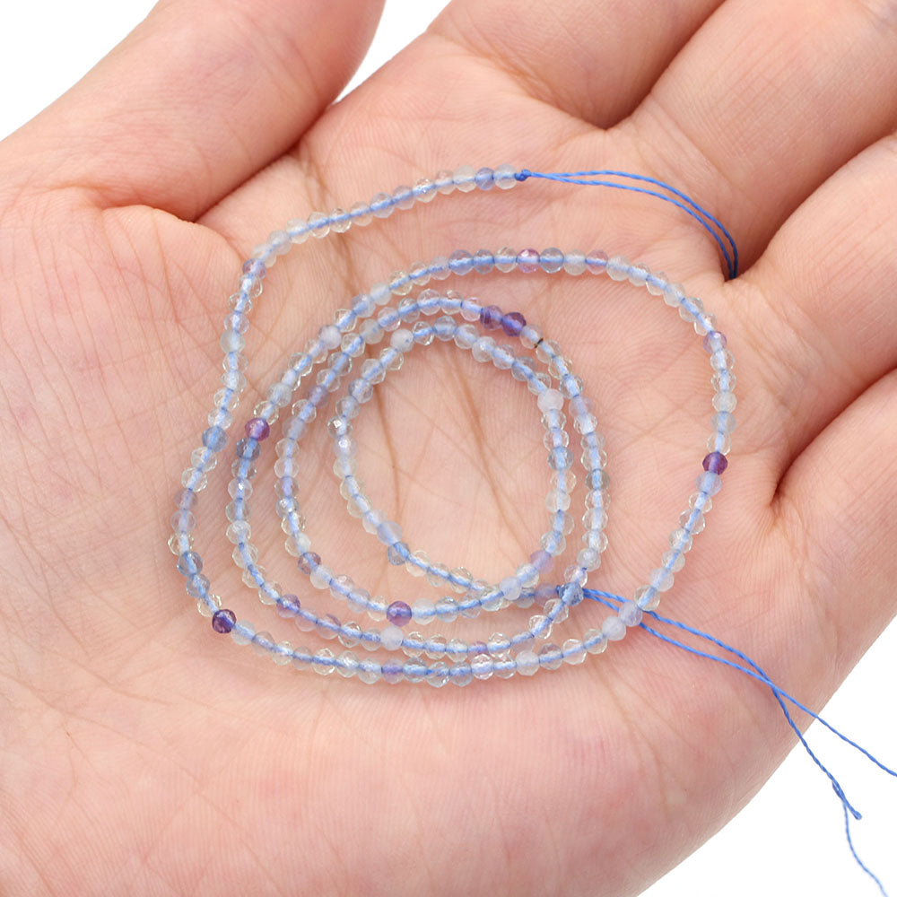 2mm Faceted Gemstone Beads Natural Stone Round Small Beads for Jewelry Making DIY Bracelet Necklace Craft Supplies