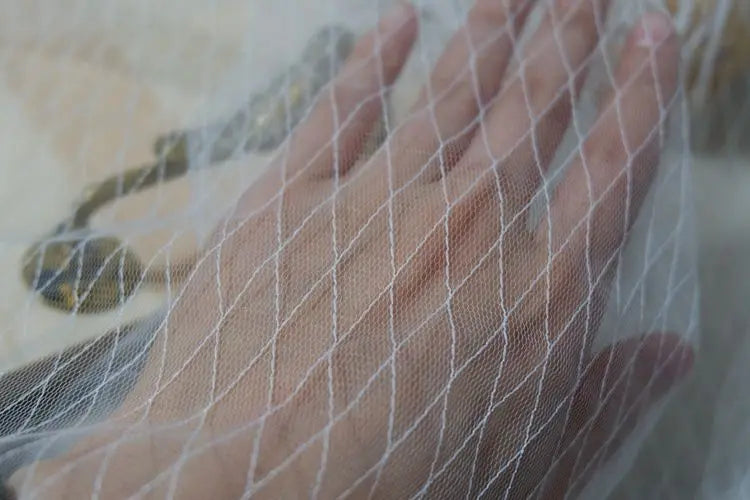 Thin Tulle Veil Fabric 150cm Wide Grid Mesh Lace with Gold Silver Thread for Sewing DIY Dress Decoration