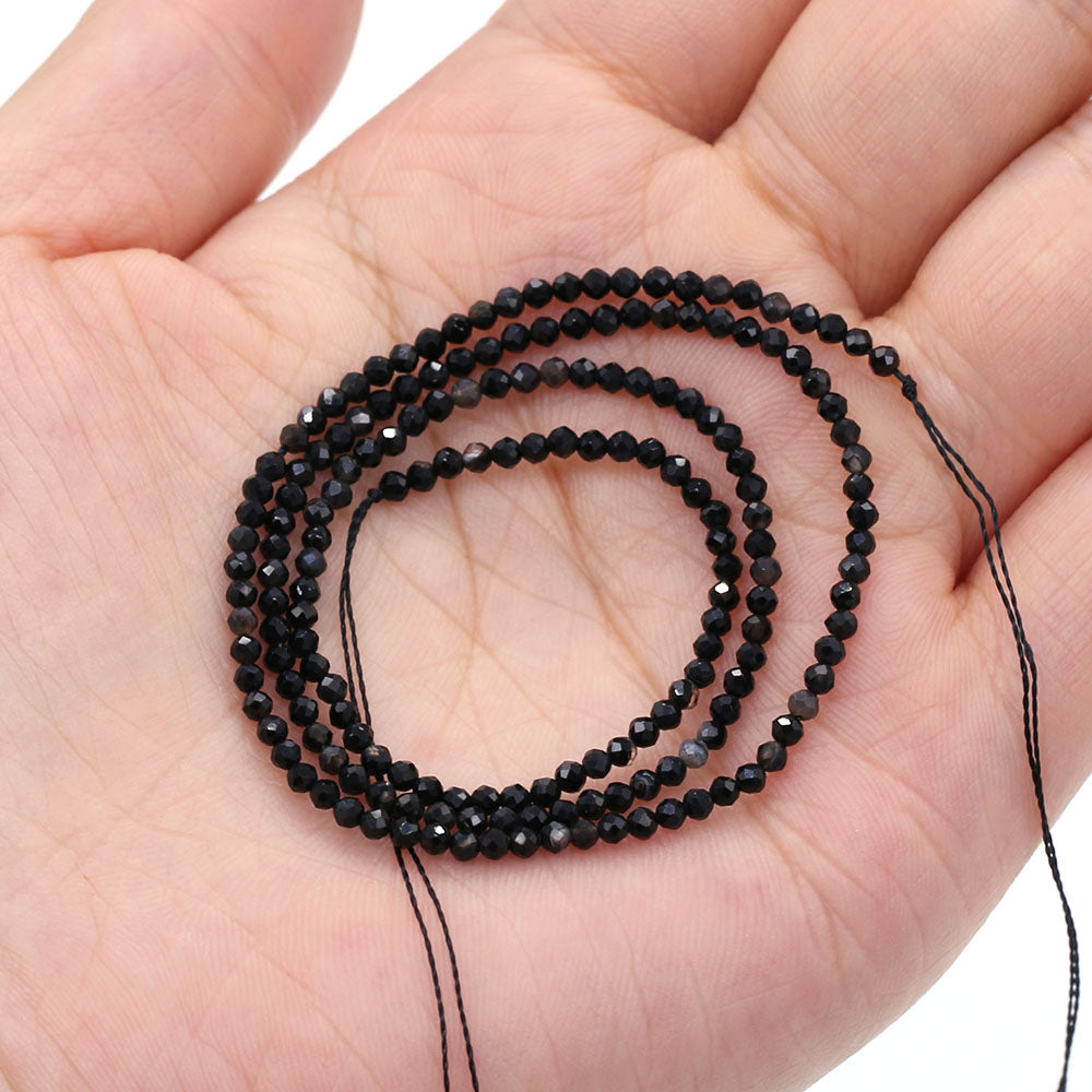 2mm Faceted Gemstone Beads Natural Stone Round Small Beads for Jewelry Making DIY Bracelet Necklace Craft Supplies