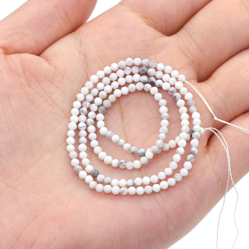2mm Faceted Gemstone Beads Natural Stone Round Small Beads for Jewelry Making DIY Bracelet Necklace Craft Supplies