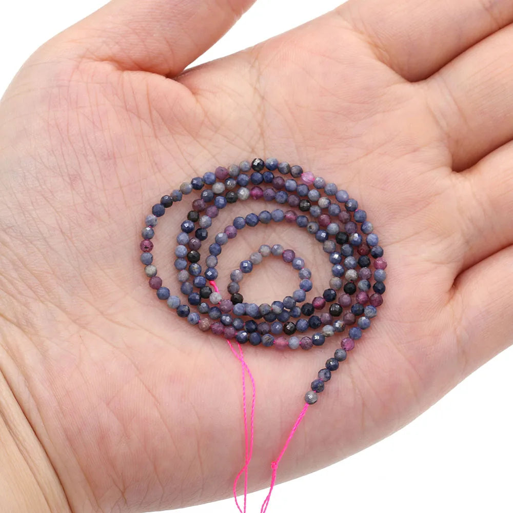 2mm Faceted Gemstone Beads Natural Stone Round Small Beads for Jewelry Making DIY Bracelet Necklace Craft Supplies