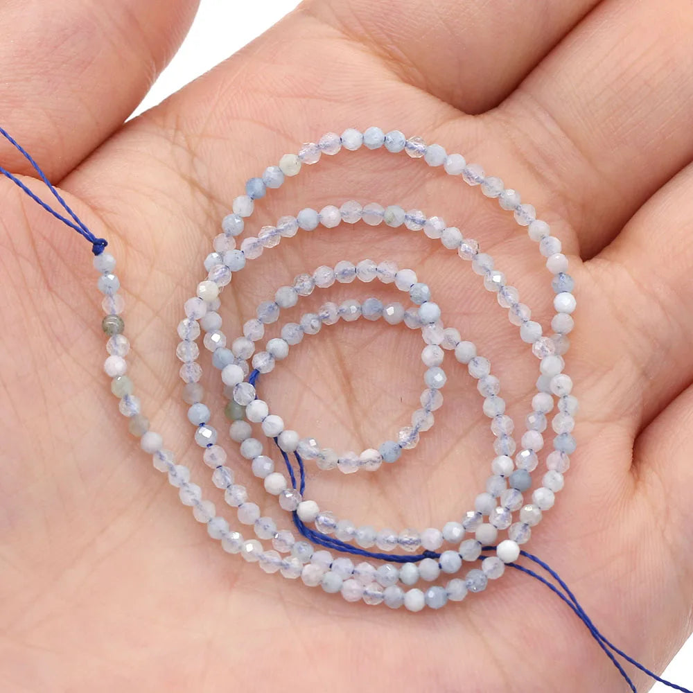 2mm Faceted Gemstone Beads Natural Stone Round Small Beads for Jewelry Making DIY Bracelet Necklace Craft Supplies