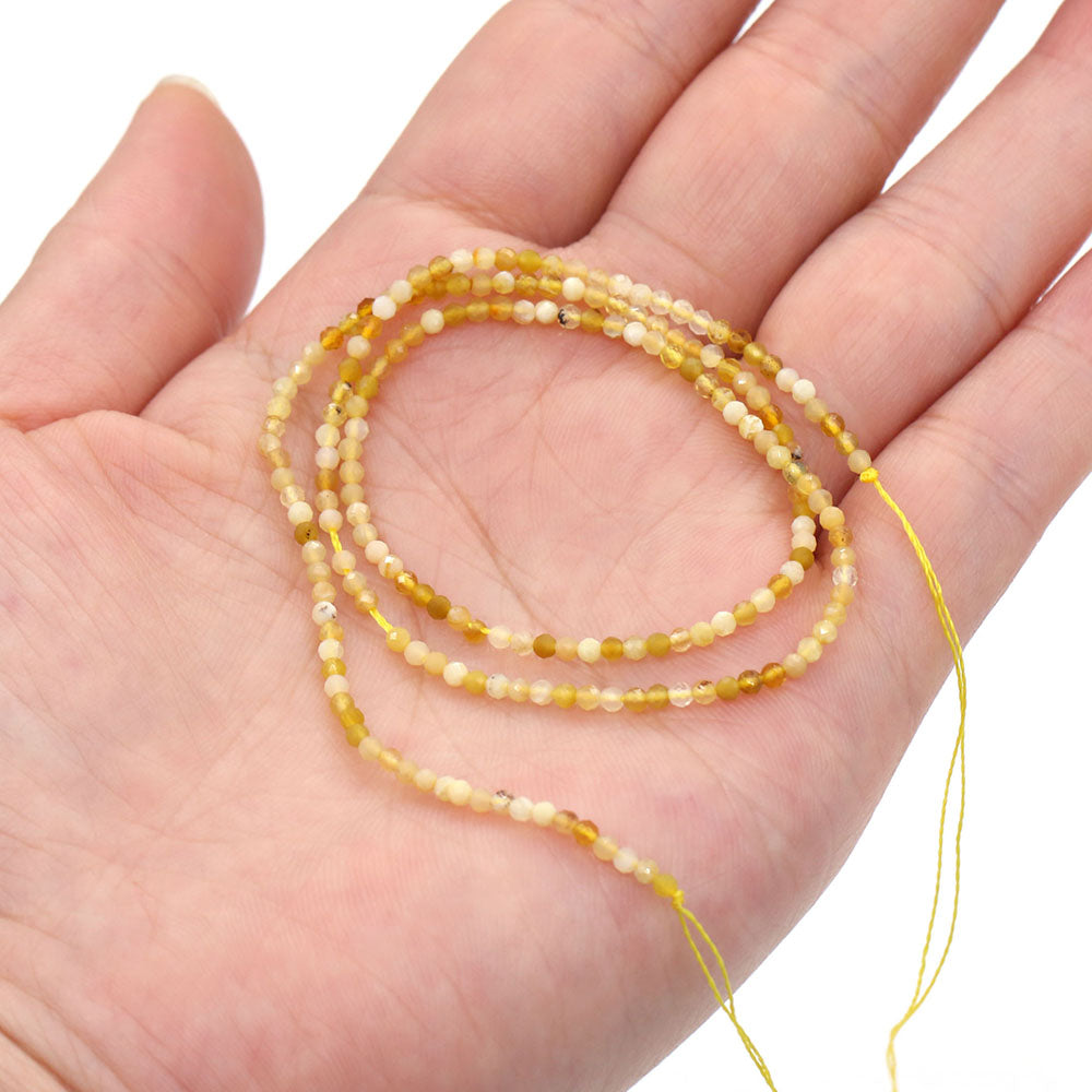 2mm Faceted Gemstone Beads Natural Stone Round Small Beads for Jewelry Making DIY Bracelet Necklace Craft Supplies