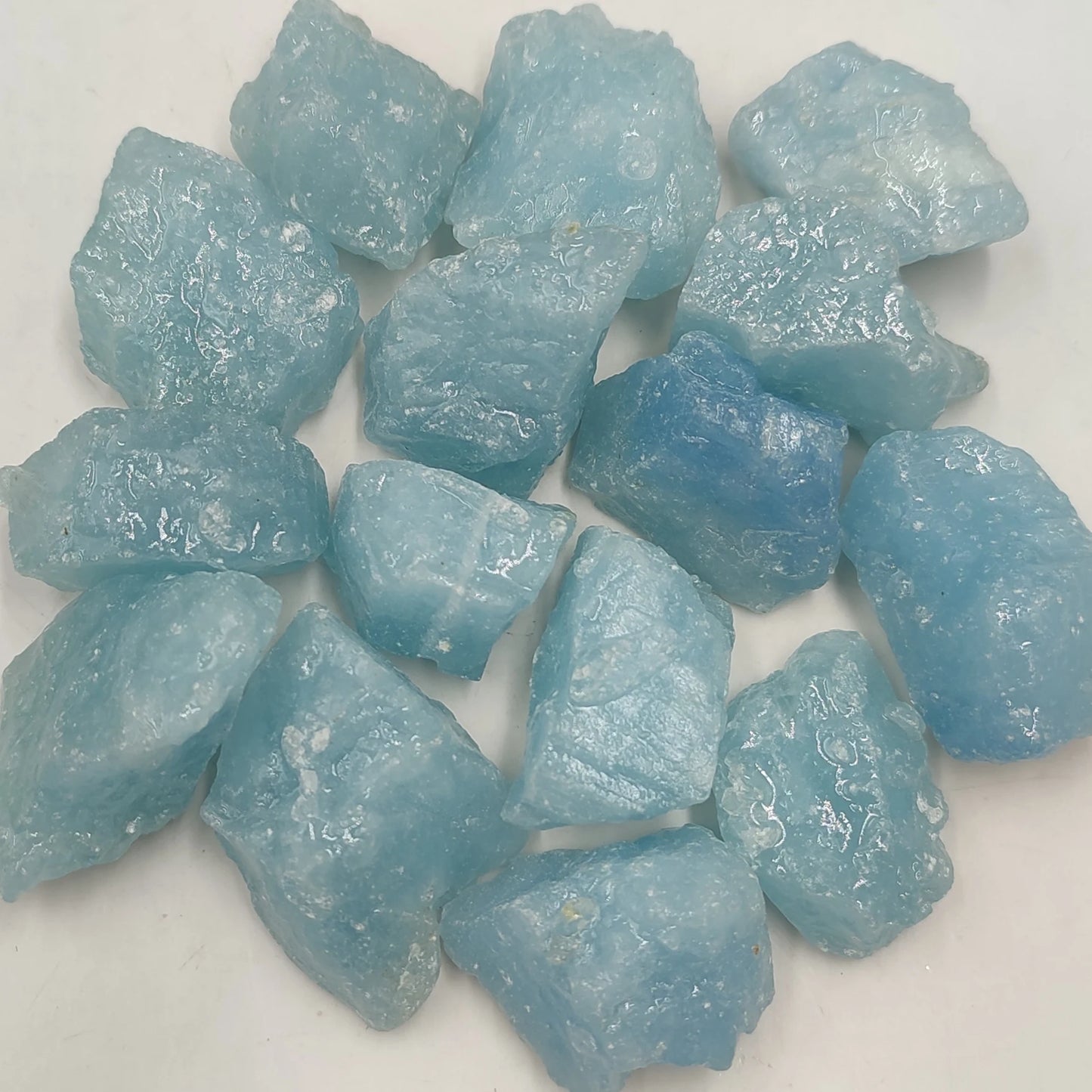 Raw Aquamarine Rough Stone 2-3cm Natural Blue Crystal with Protective Resin Coating Healing Mineral Specimen