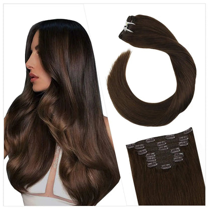 [16 Kleuren] Ugeat Clip in Haarextensions Menselijk Haar 14-22" Dubbele Weft Remy Haar Volledige Hoofd Clip in Extensions voor Vrouwen 7 Stuks