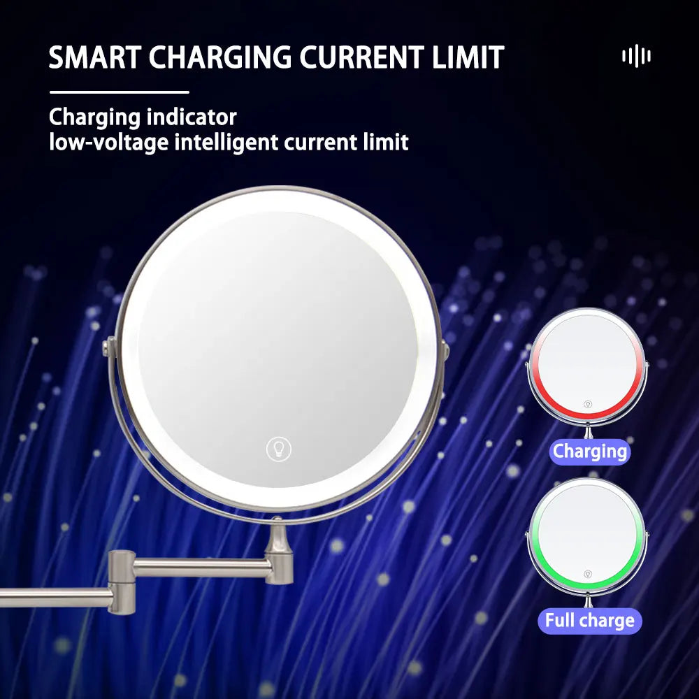 Transformeer je verzorgingsroutine met deze 8-inch wandgemonteerde LED make-up spiegel – Verstelbaar & 10X vergroting voor een vlekkeloze schoonheid!