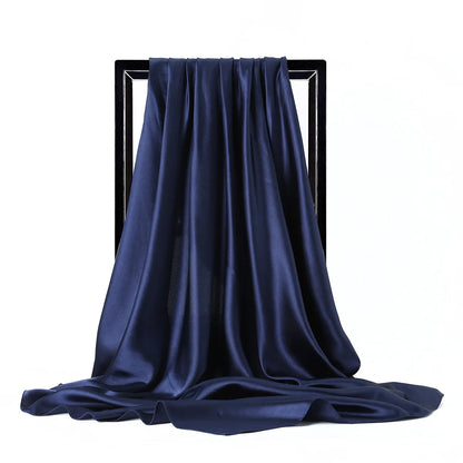 Elegante Zijden Sjaal voor Vrouwen - Premium Satijnen Effen Kleur Hijab, Stijlvolle Pareo, Veelzijdige Bandana, Chique Sjaal & Haarband, Perfecte 90*90cm Foulard