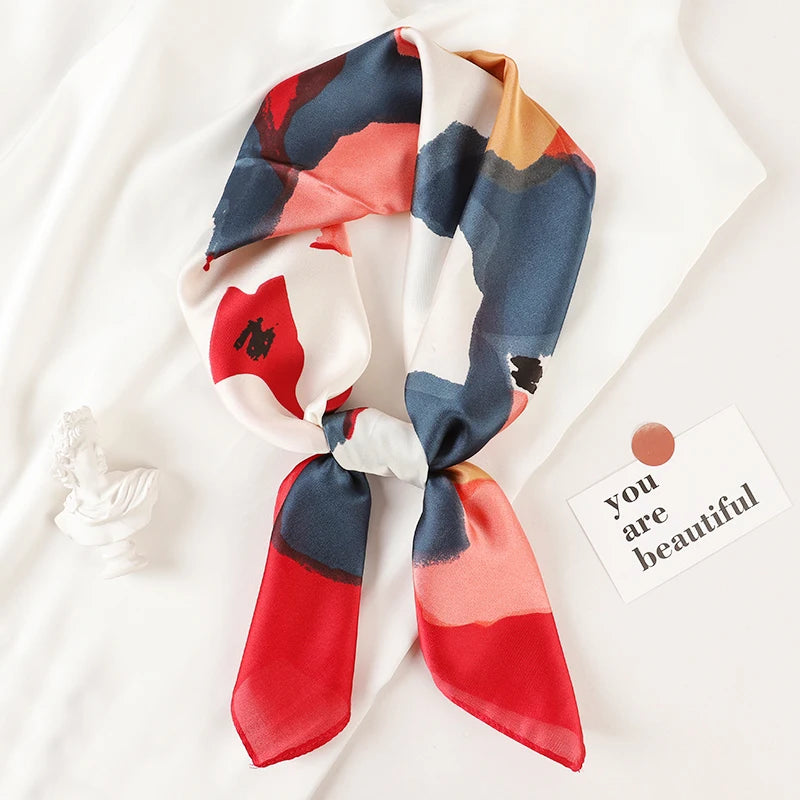 Chic Satijnen Zijden Geruite Sjaal voor Vrouwen - Elegante Hals- en Haarband, Perfect voor Werk en Mode in 2021 - Stijlvolle Hijab en Foulard Accessoire