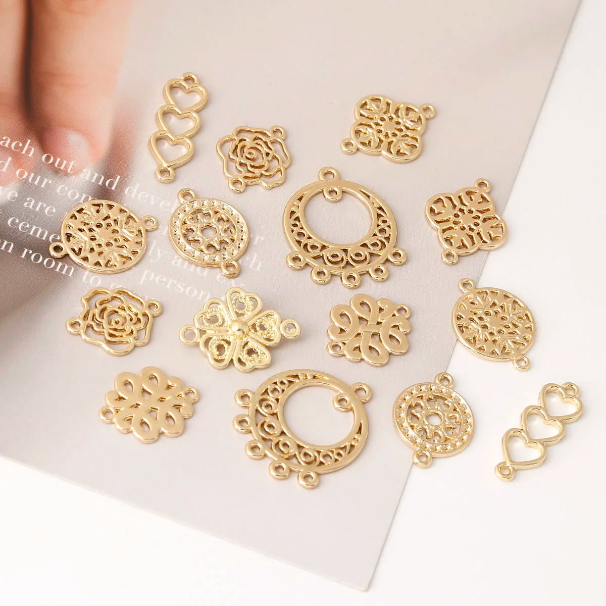 Antique Gold Connector Charms for Jewelry Making Zinc Alloy Links DIY Earrings Bracelets Craft Supplies