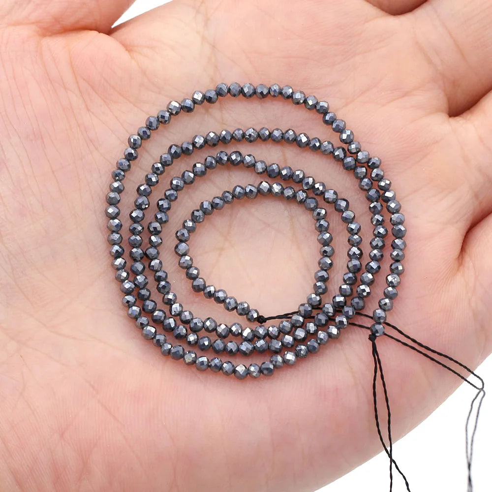 2mm Faceted Gemstone Beads Natural Stone Round Small Beads for Jewelry Making DIY Bracelet Necklace Craft Supplies