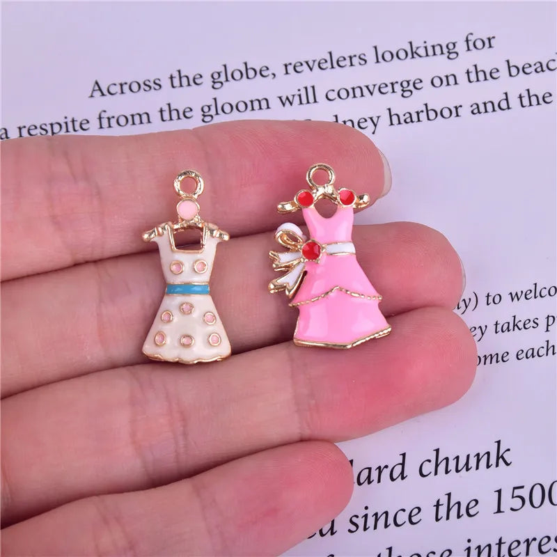 Enamel Dress Charms for Jewelry Making Zinc Alloy Skirt Pendants DIY Earrings Bracelets Craft Supplies