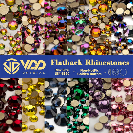 VDD SS4-SS20 Gemengde Maat Sprankelende Heldere Kristal Flatback Rhinestones voor Adembenemende Doe-Het-Zelf Nagelkunst en Knutseldecoraties