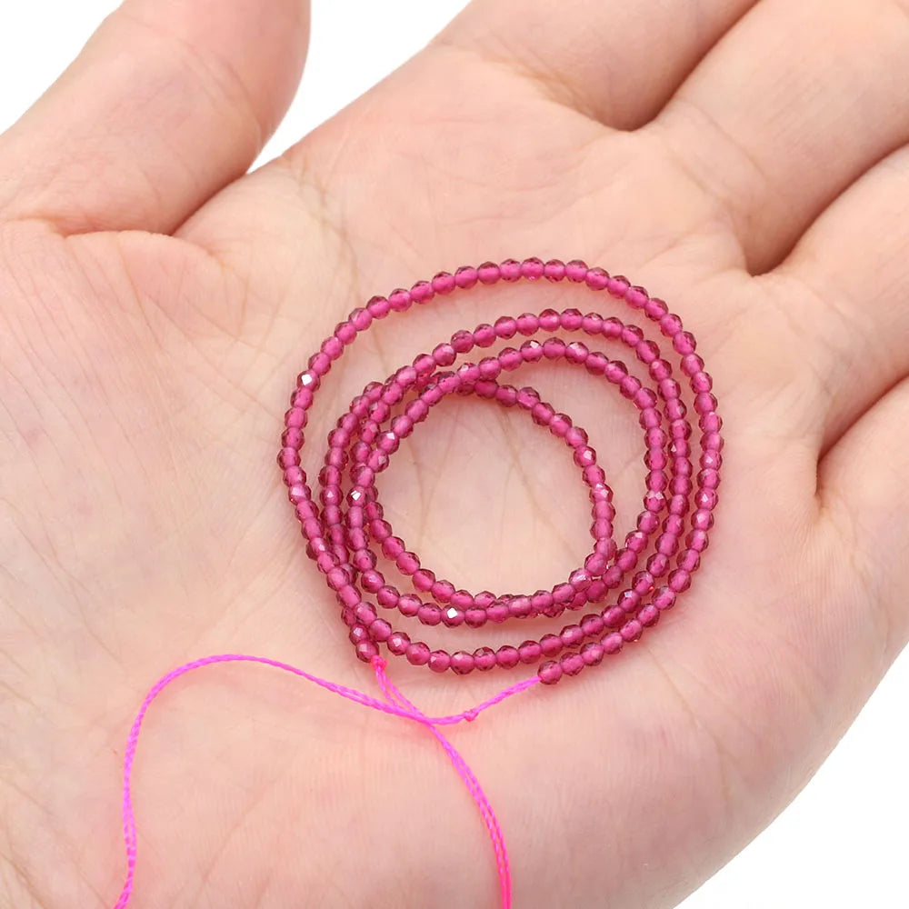 2mm Faceted Gemstone Beads Natural Stone Round Small Beads for Jewelry Making DIY Bracelet Necklace Craft Supplies