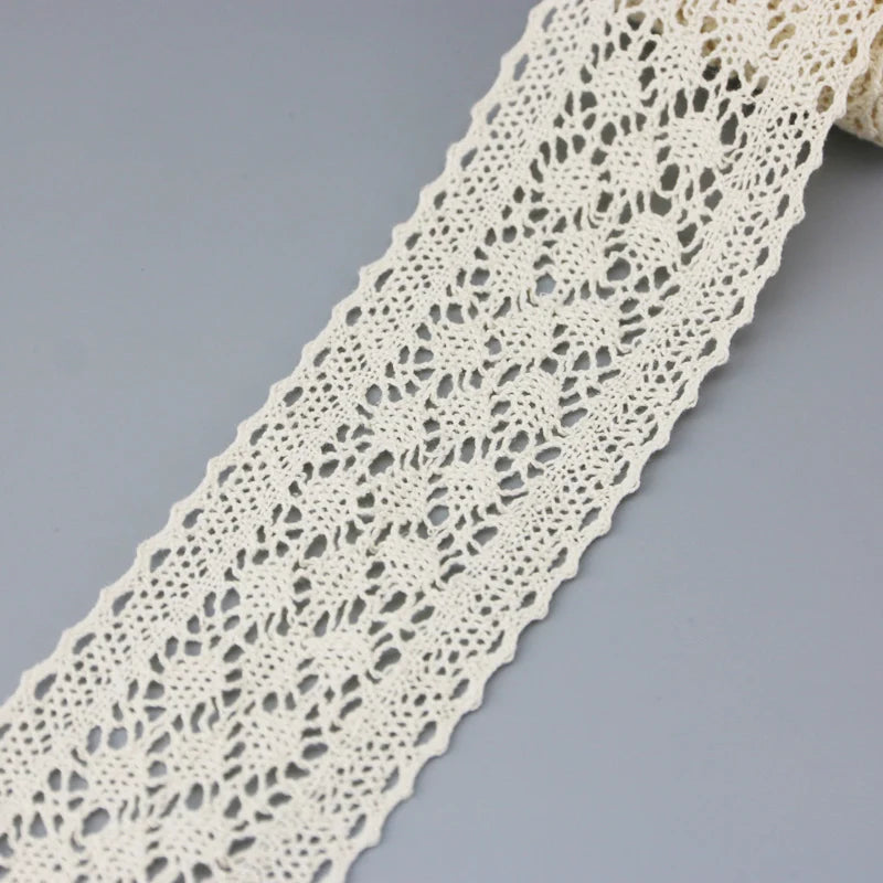 50mm Cotton Lace Trim 5 Meters Vintage Crochet Lace Ribbon for Sewing DIY Crafts Clothing Decor
