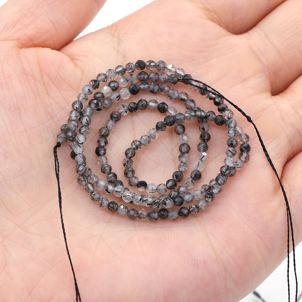 2mm Faceted Gemstone Beads Natural Stone Round Small Beads for Jewelry Making DIY Bracelet Necklace Craft Supplies