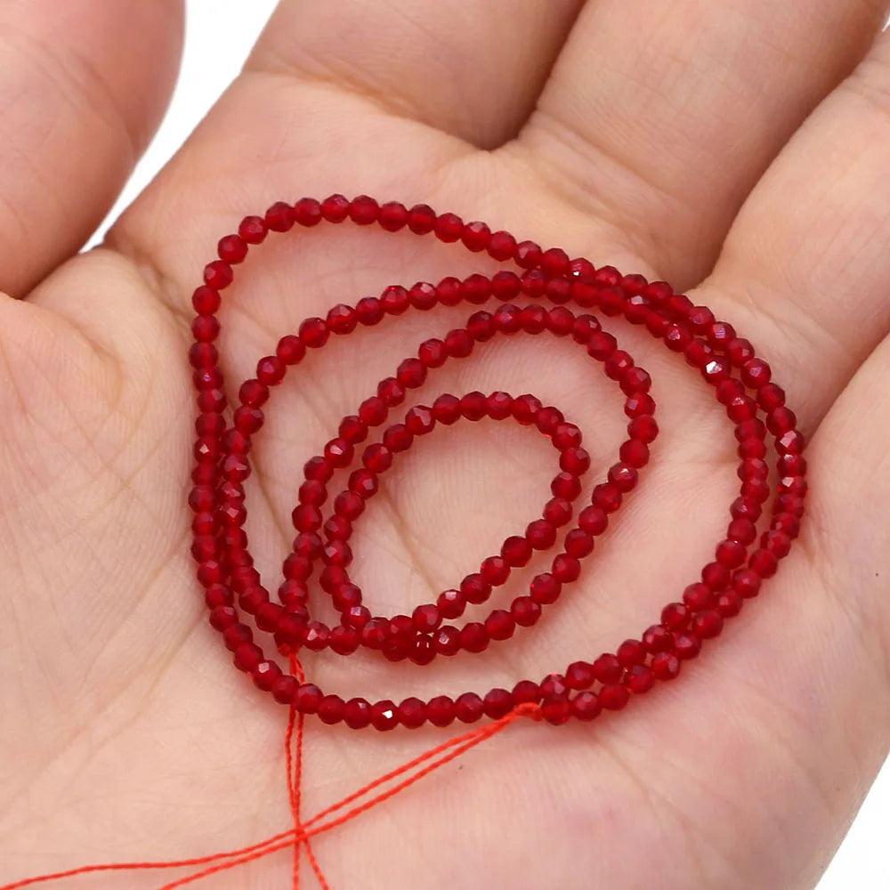 2mm Faceted Gemstone Beads Natural Stone Round Small Beads for Jewelry Making DIY Bracelet Necklace Craft Supplies