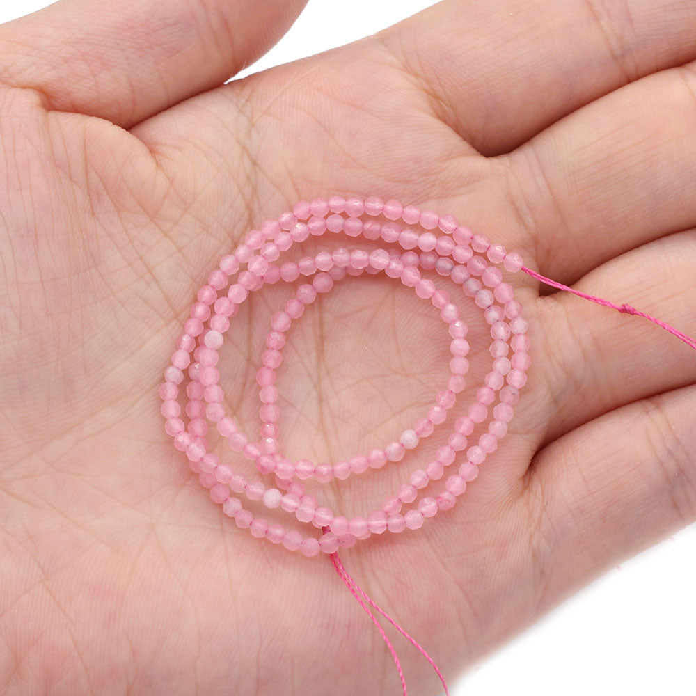2mm Faceted Gemstone Beads Natural Stone Round Small Beads for Jewelry Making DIY Bracelet Necklace Craft Supplies