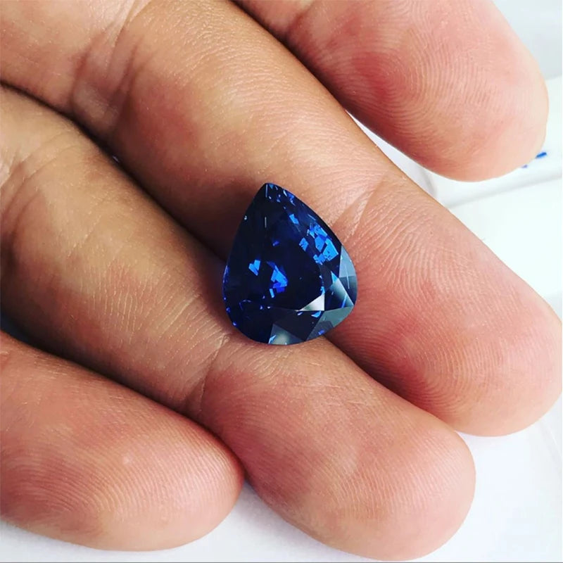 Blue Corundum Loose Gemstone Royal Blue Oval Cut Stone for Ring Pendant DIY Jewelry Making