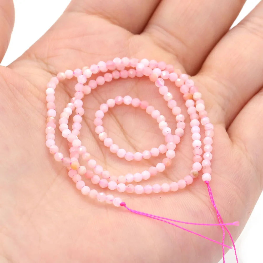 2mm Faceted Gemstone Beads Natural Stone Round Small Beads for Jewelry Making DIY Bracelet Necklace Craft Supplies