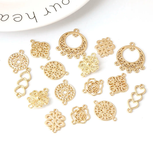 Antique Gold Connector Charms for Jewelry Making Zinc Alloy Links DIY Earrings Bracelets Craft Supplies