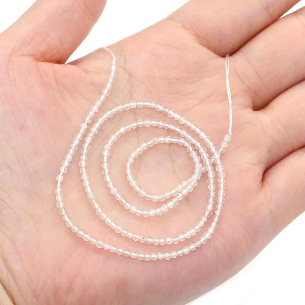 2mm Faceted Gemstone Beads Natural Stone Round Small Beads for Jewelry Making DIY Bracelet Necklace Craft Supplies