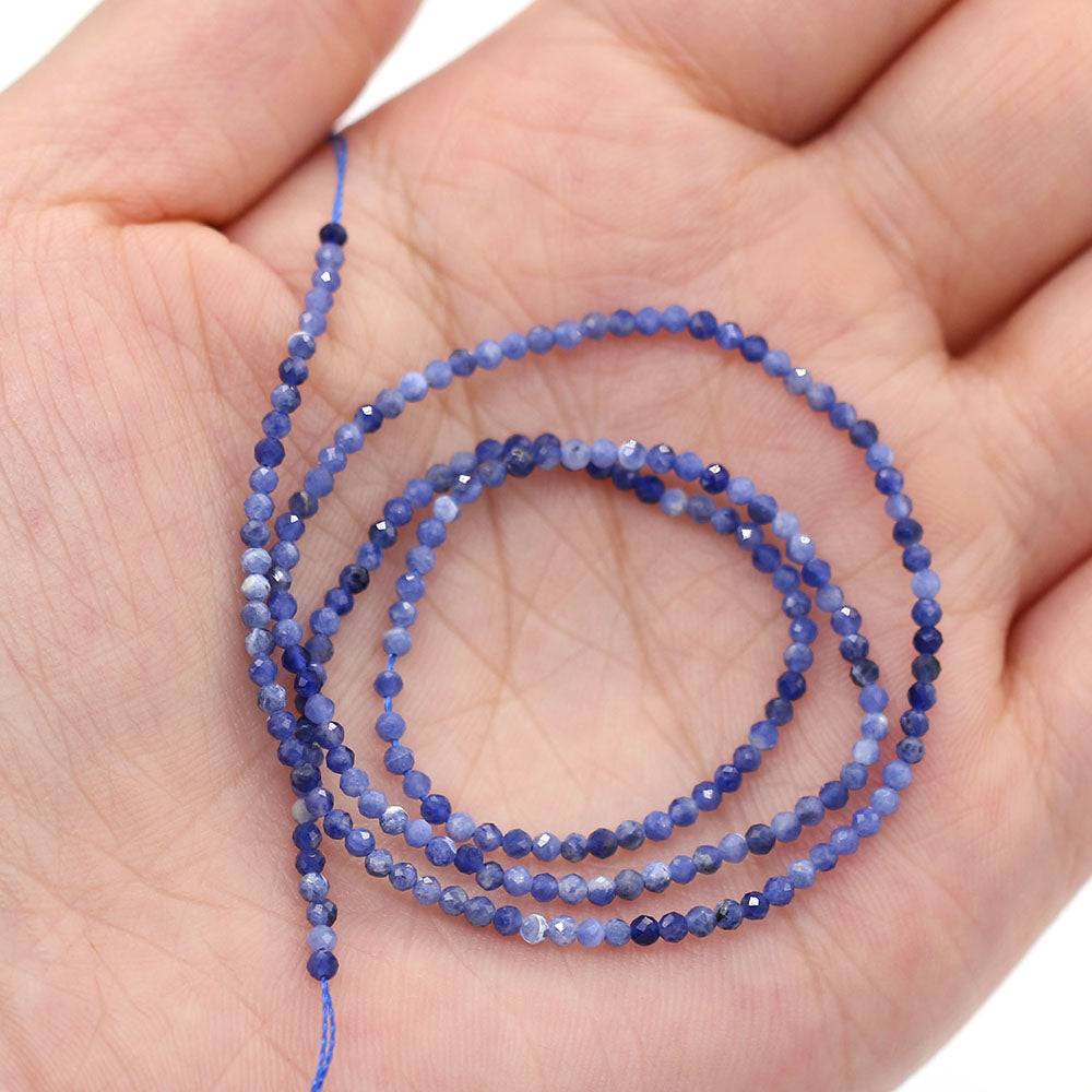 2mm Faceted Gemstone Beads Natural Stone Round Small Beads for Jewelry Making DIY Bracelet Necklace Craft Supplies
